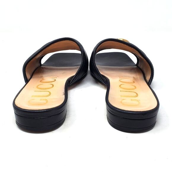 Gucci Marmont Double G Flat Sandals Quilted Black Leather 646169 Size 36.5 - Picture 6 of 10